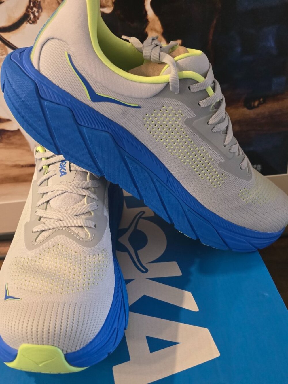 HOKA ONE ONE Arahi 7 Mens 11 US 2E WIDE Running Walking Shoes Blue / Grey NEW